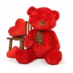 Red 5 Feet Big Teddy Bear with muffler